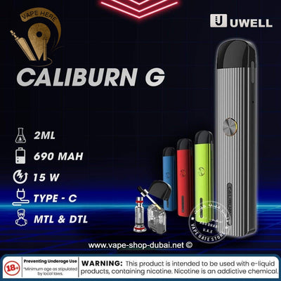 Uwell Caliburn G Pod System 690mAh - 15W - Vape Here Store