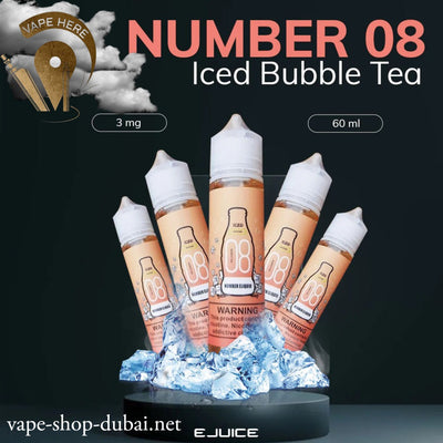 Numbers - Number 08 Iced Bubble Tea E-LIQUID 60ML - Vape Here Store