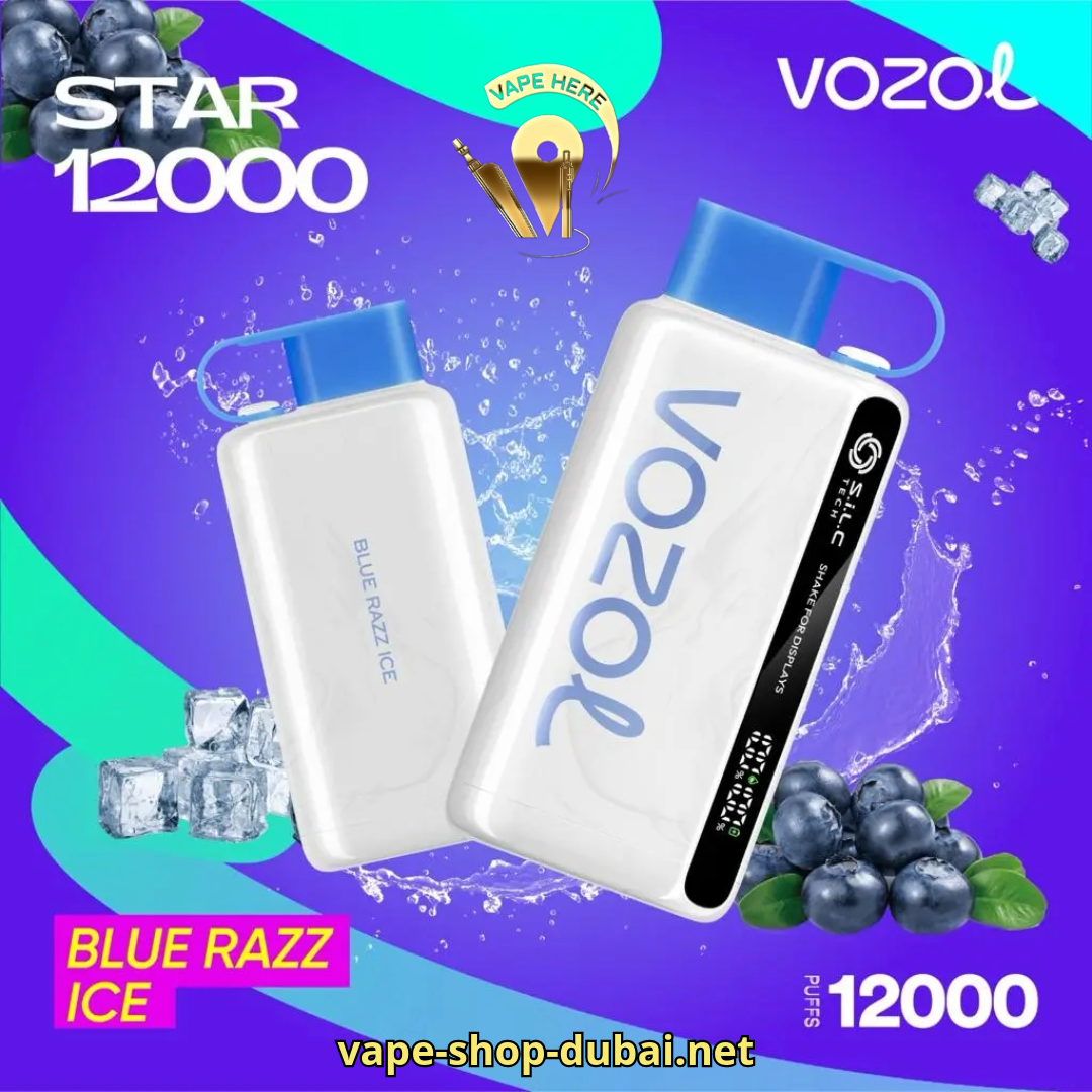 VOZOL STAR 9000/12000 PUFFS DISPOSABLE VAPE Blue Razz Ice UAE Fujairah