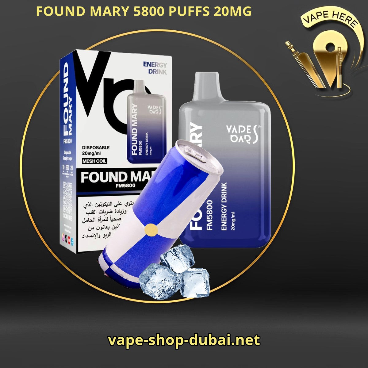 FOUND MARY FM 5800 PUFFS 20MG Energy Drink DISPOSABLE VAPE BY VAPE BARS UAE Dubai