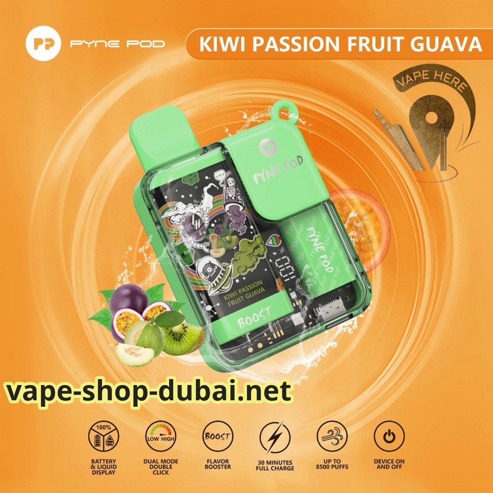 PYNE POD 8500 PUFFS Kiwi Passion Fruit Guava DISPOSABLE VAPE UAE Sharjah