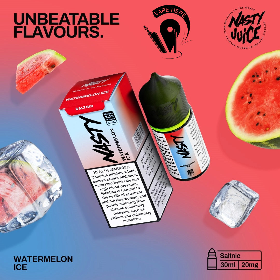 Nasty Vape Juice 20mg 30ml Esma Approved Salt Nic Watermelon Ice UAE Al Ain