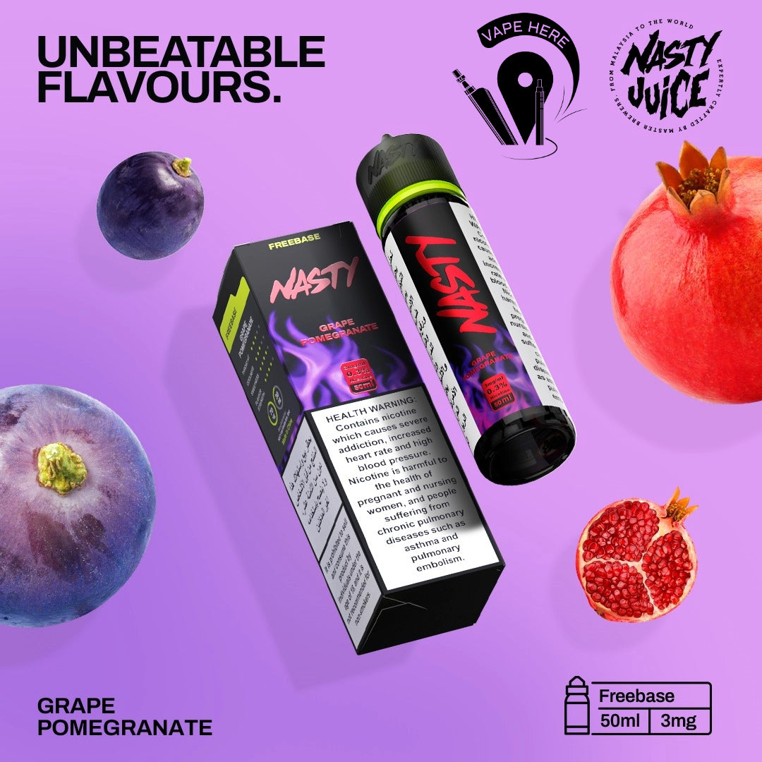Nasty Vape Juice 3mg 50ml Esma Approved E-Liquids Grape Pomegranate UAE Ajman