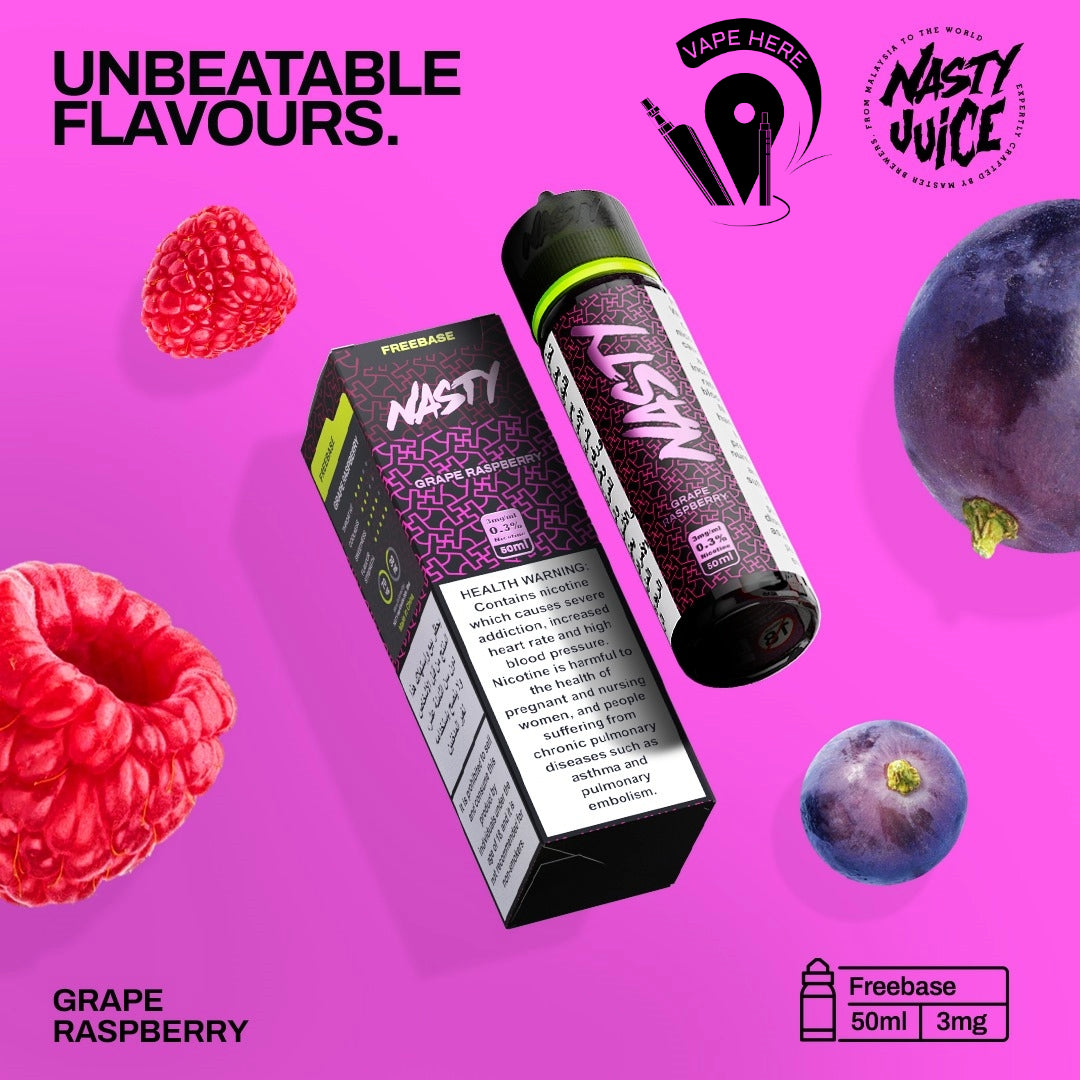 Nasty Vape Juice 3mg 50ml Esma Approved E-Liquids Grape Raspberry UAE Sharjah
