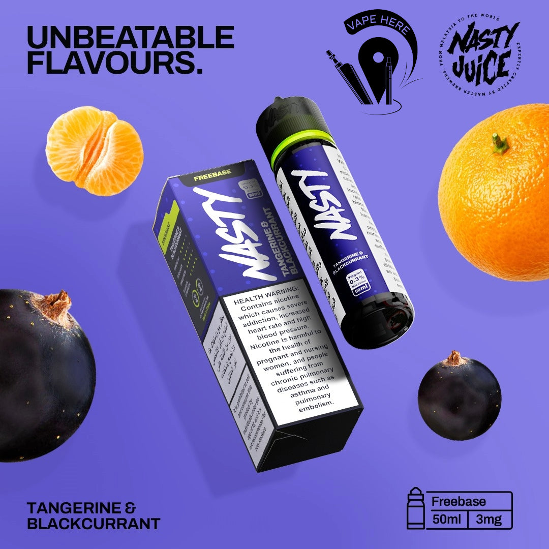 Nasty Vape Juice 3mg 50ml Esma Approved E-Liquids Tangerine Blackcurrant UAE Dubai
