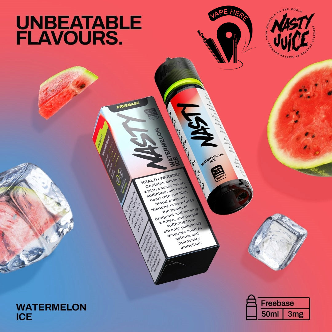 Nasty Vape Juice 3mg 50ml Esma Approved E-Liquids Watermelon Ice UAE Al Ain