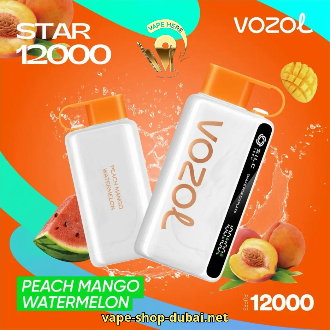 VOZOL STAR 9000/12000 PUFFS DISPOSABLE VAPE Peach Mango Watermelon UAE Sharjah