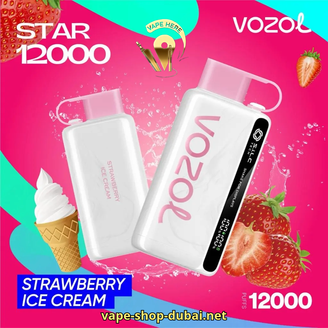VOZOL STAR 9000/12000 PUFFS DISPOSABLE VAPE Strawberry Ice Cream UAE Dubai