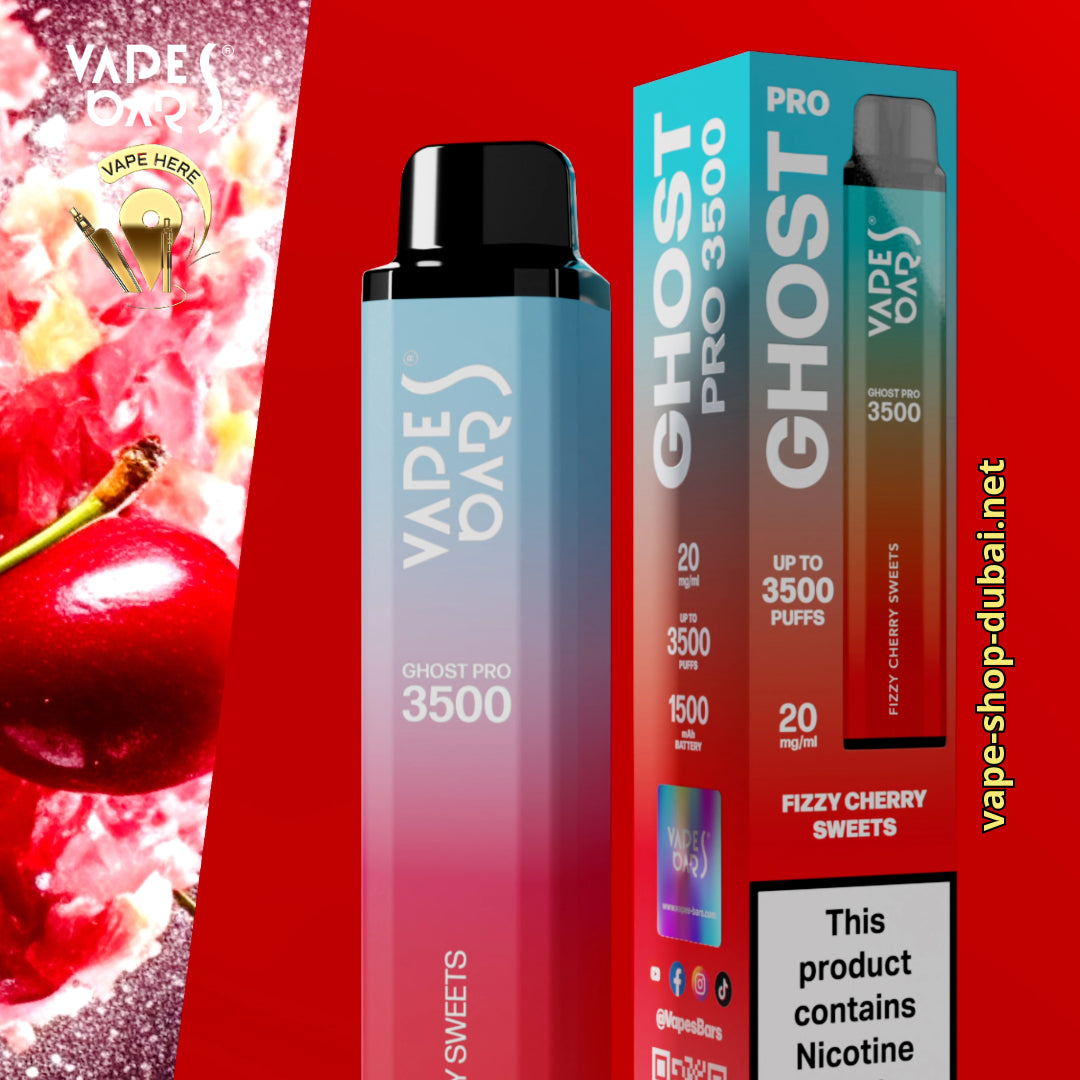 VAPES BAR - GHOST PRO 3500 PUFFS DISPOSABLE VAPE Fizzy Cherry Sweets UAE Abu Dhabi