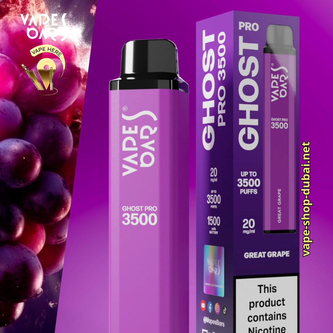 VAPES BAR - GHOST PRO 3500 PUFFS DISPOSABLE VAPE Great Grape UAE Fujairah