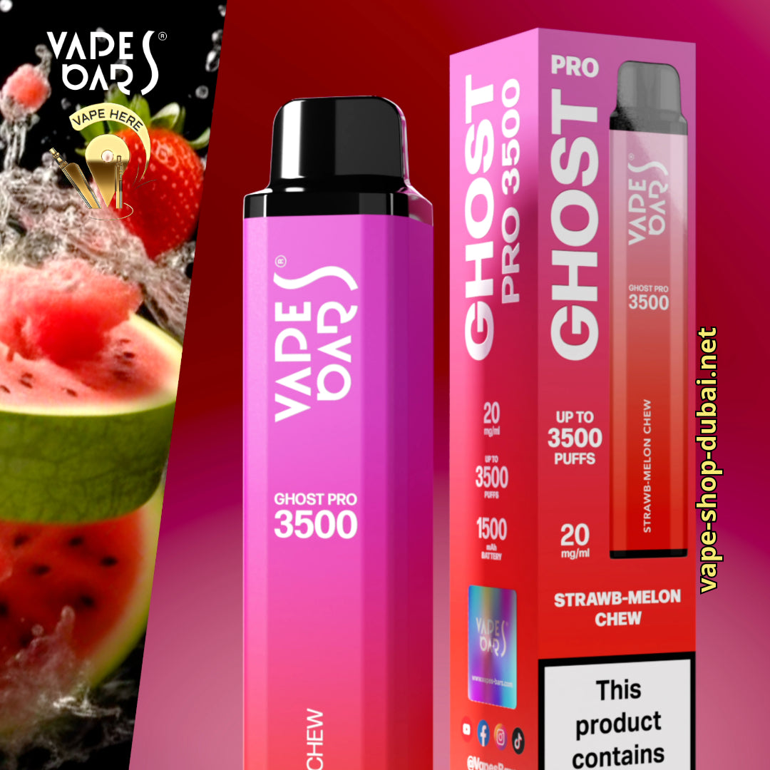 VAPES BAR - GHOST PRO 3500 PUFFS DISPOSABLE VAPE Strawberry Melon Chew UAE Ras Al Khaimah