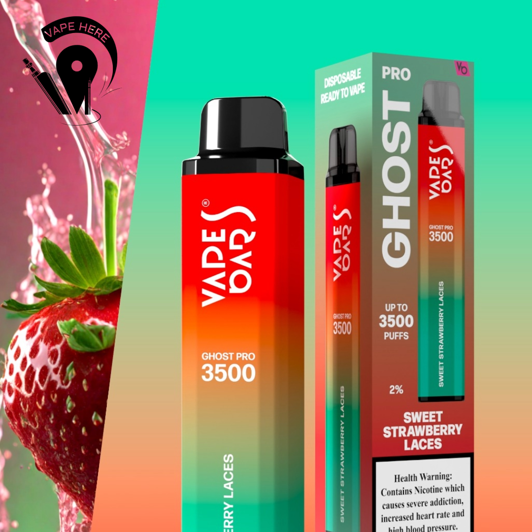 VAPES BAR - GHOST PRO 3500 PUFFS DISPOSABLE VAPE Sweet Strawberry Laces