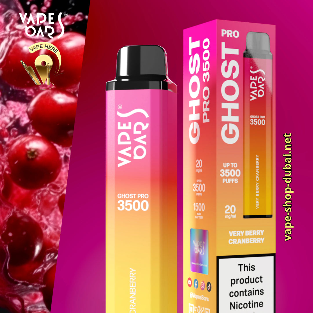 VAPES BAR - GHOST PRO 3500 PUFFS DISPOSABLE VAPE Very Berry Crandberry UAE Abu Dhabi