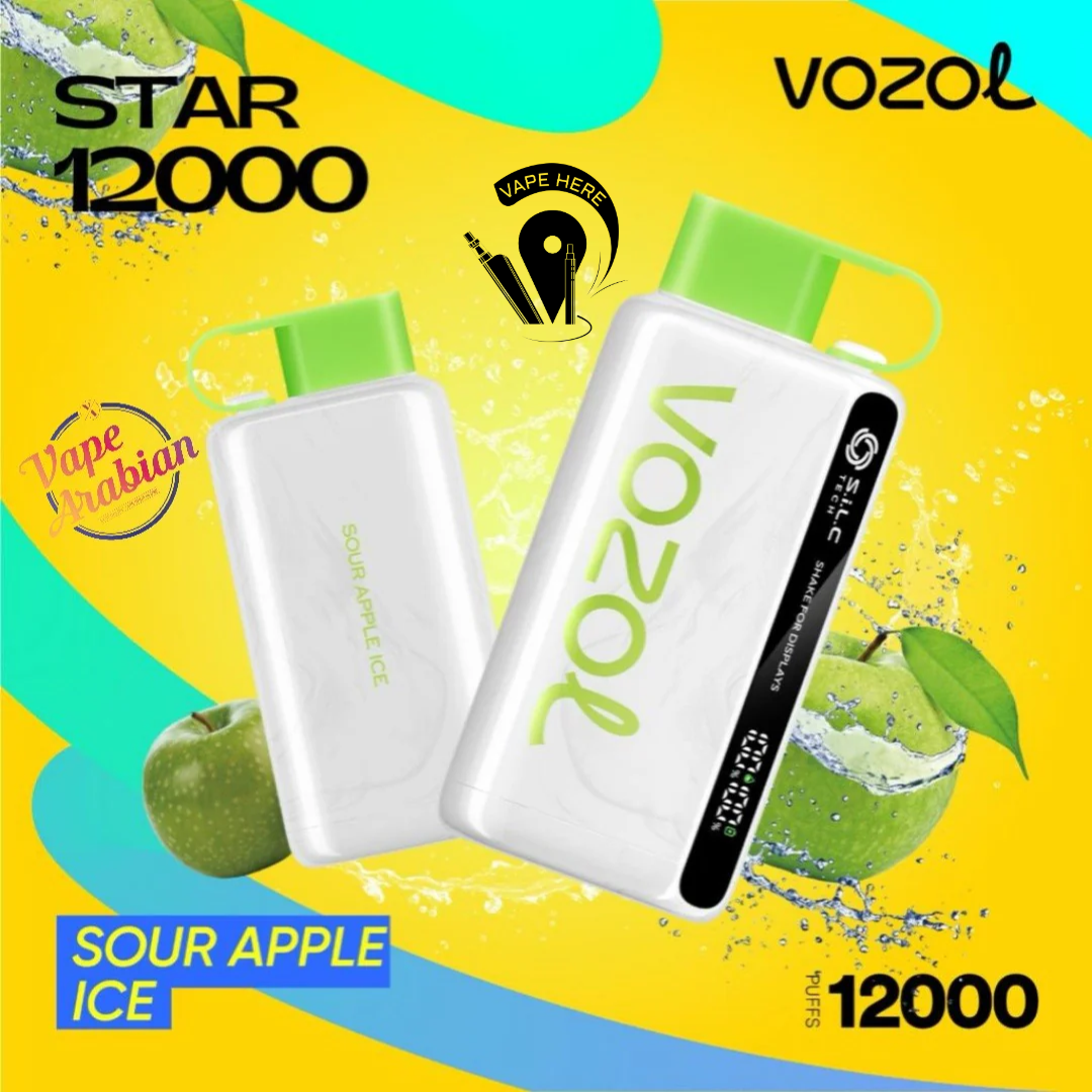 VOZOL STAR 12000 PUFFS DISPOSABLE VAPE Sour Apple Ice UAE Al Ain