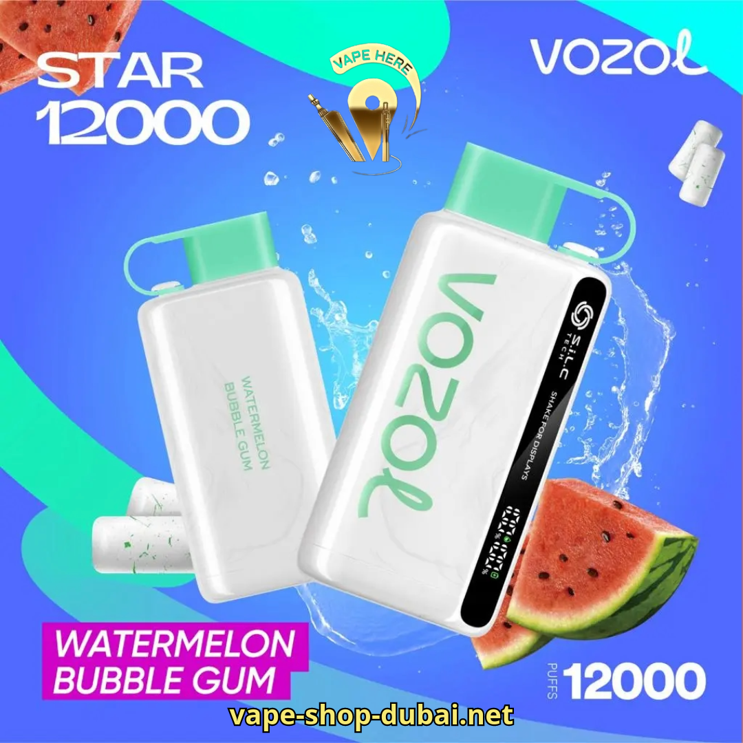 VOZOL STAR 9000/12000 PUFFS DISPOSABLE VAPE Watermelon Bubble Gum UAE Abu Dhabi