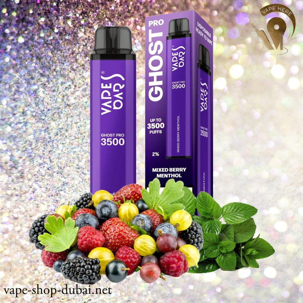 VAPES BAR - GHOST PRO 3500 PUFFS mixed berry menthol DISPOSABLE VAPE UAE Abu Dhabi