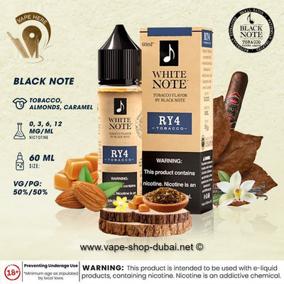 WHITE NOTE - RY4 Tobacco 60ML - Vape Here Store