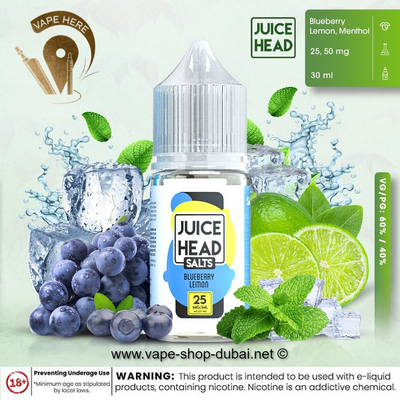 JUICE HEAD SALTS - BLUEBERRY LEMON FREEZE - Vape Here Store