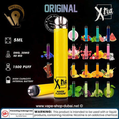 XTRA Disposable Vaporiser - 1500 puffs (50 mg) - Vape Here Store