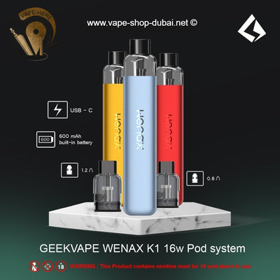 GEEKVAPE WENAX K1 POD SYSTEM - 16 W E-Cigarette Kits - Vape Here Store