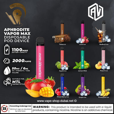 Aphrodite XL Vapor Disposable Pod (30 & 50mg) - 2000 Puffs - Vape Here Store