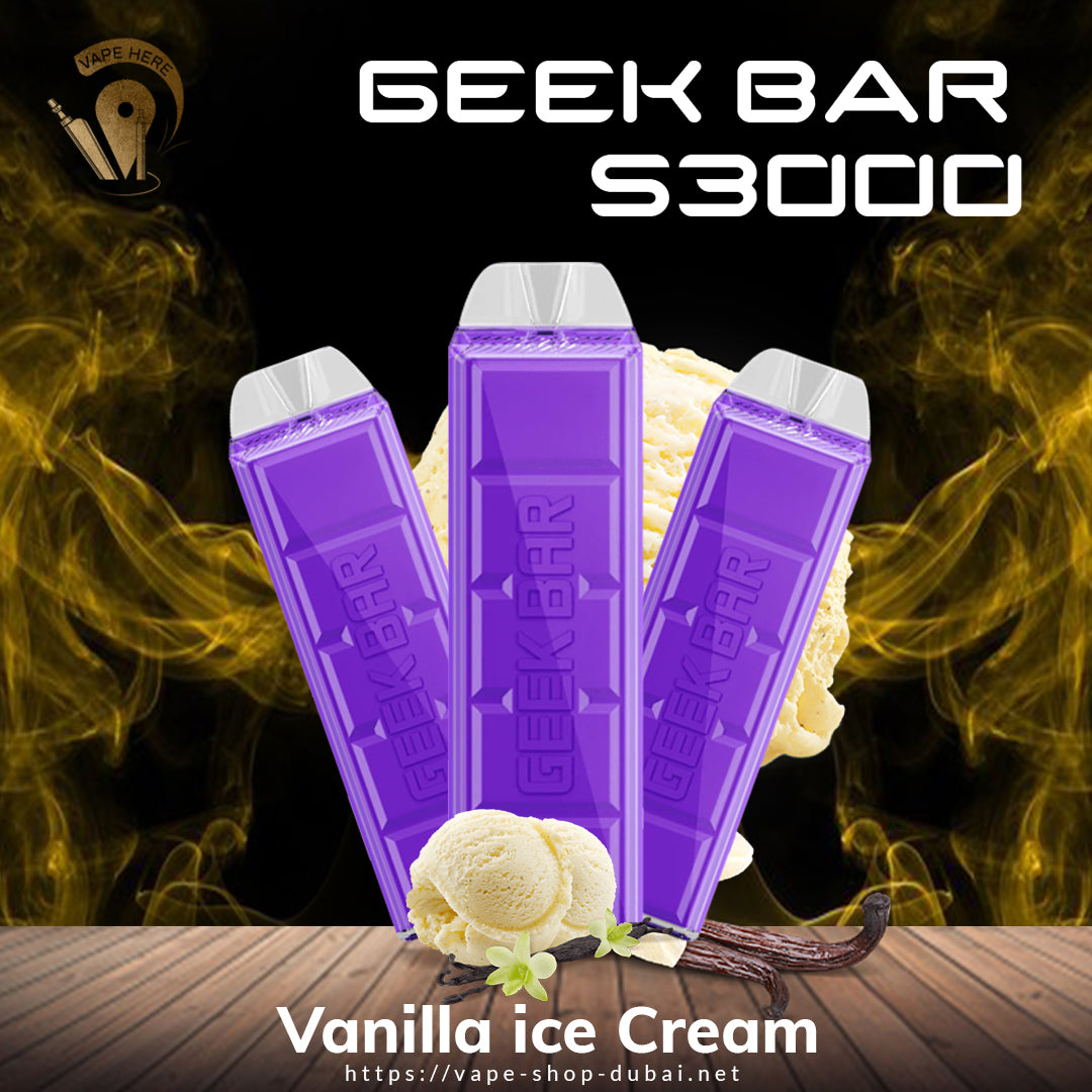 GEEK Bar S3000 Disposable Vape vanilla icecream Vape Here Store Dubai