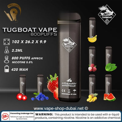 TUGBOAT PLUS VAPE DISPOSABLE PODS (800 Puffs) - Vape Here Store