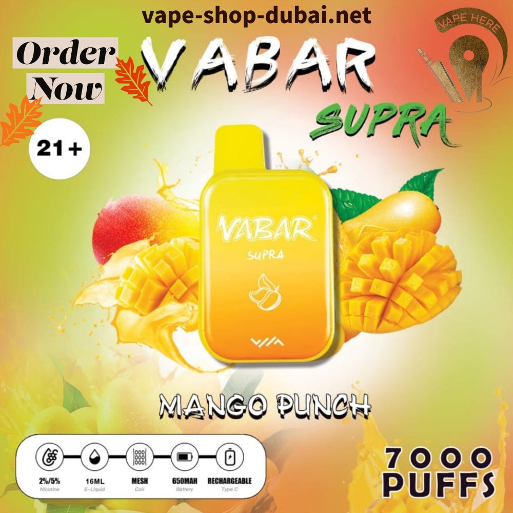 Vabar Supra Mango Punch 7000 Puffs Disposable Pods UAE Dubai