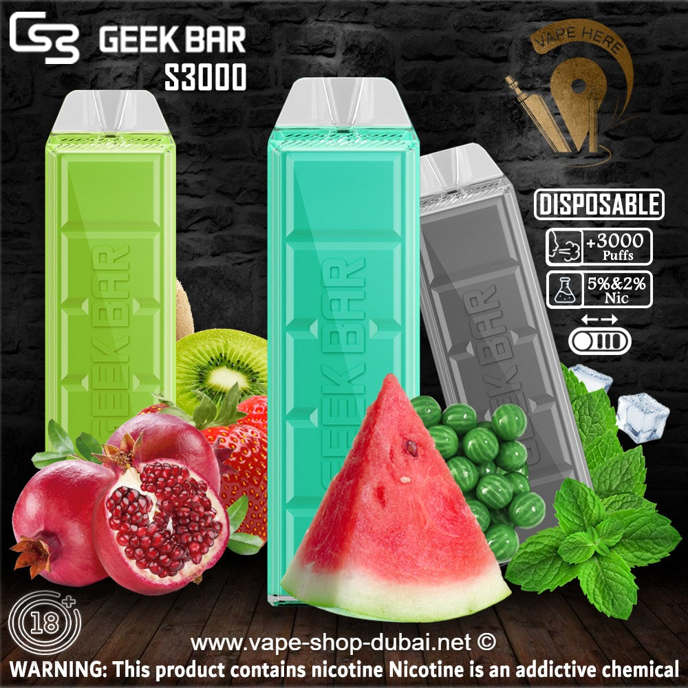 Geek Bar S3000 Disposable Pod Device (1000mAh -20mg & 50mg) - Vape Here Store