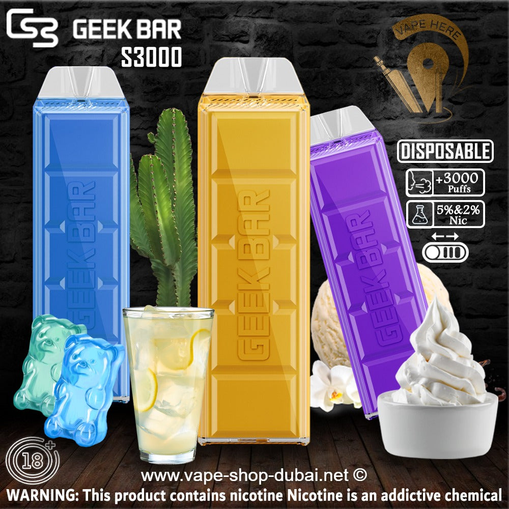 Geek Bar S3000 Disposable Pod Device (1000mAh -20mg & 50mg) - Vape Here Store